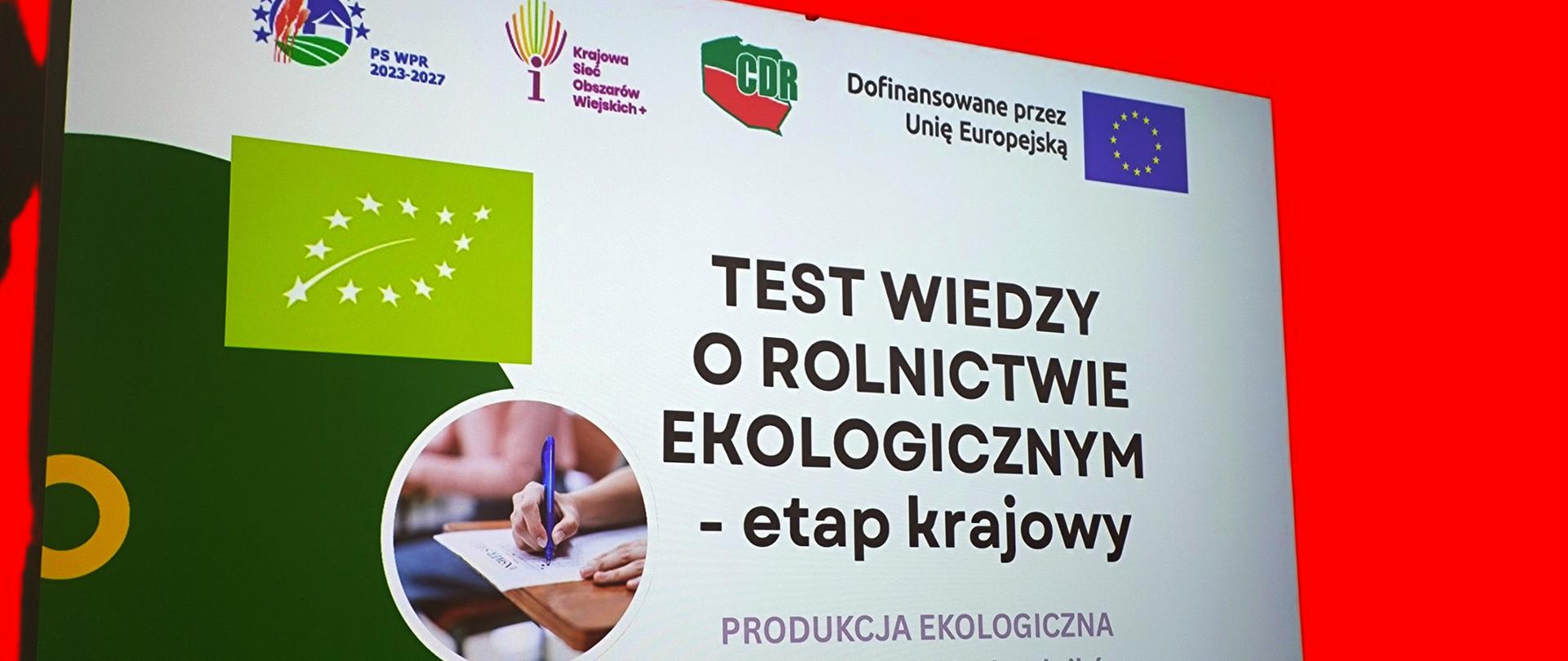 Billboard promujący konkursu „Test Wiedzy o Rolnictwie Ekologicznym”
