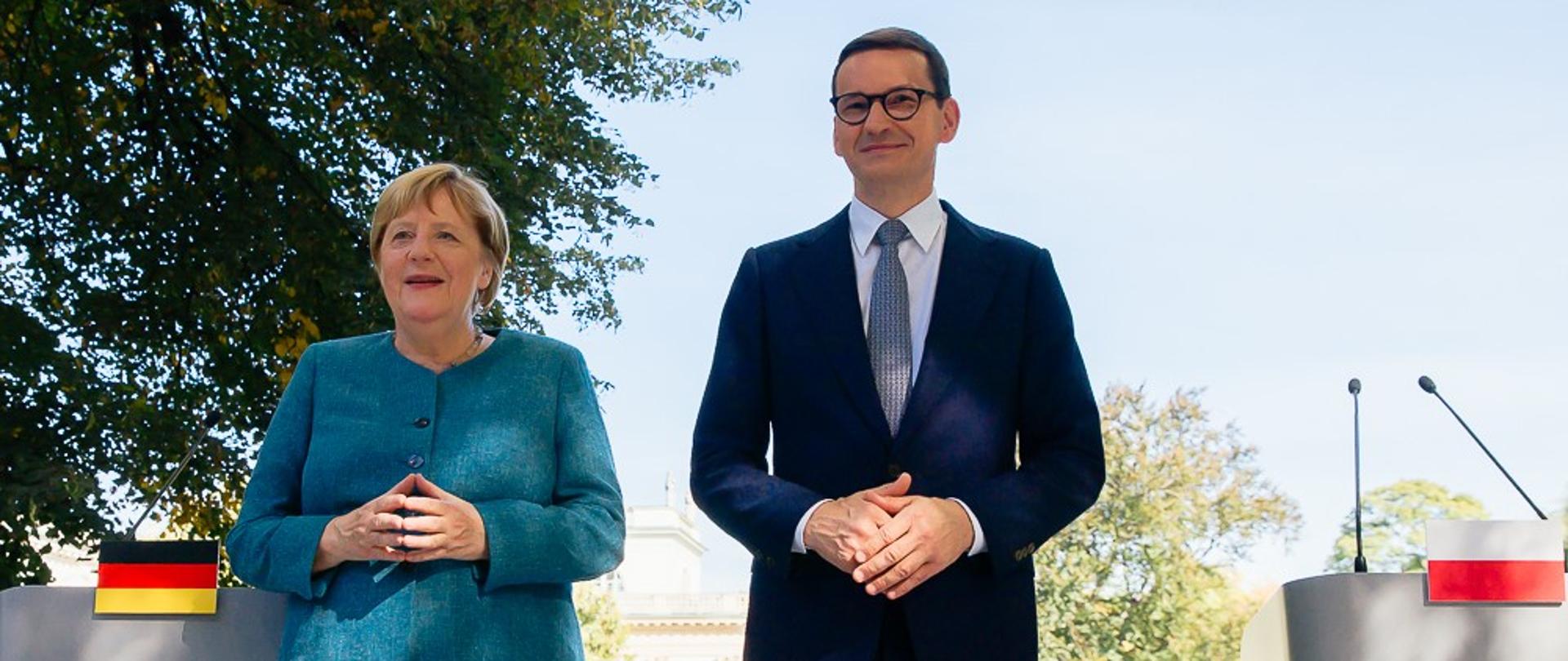 Angela Merkel i Mateusz Morawiecki podczas konferencji.