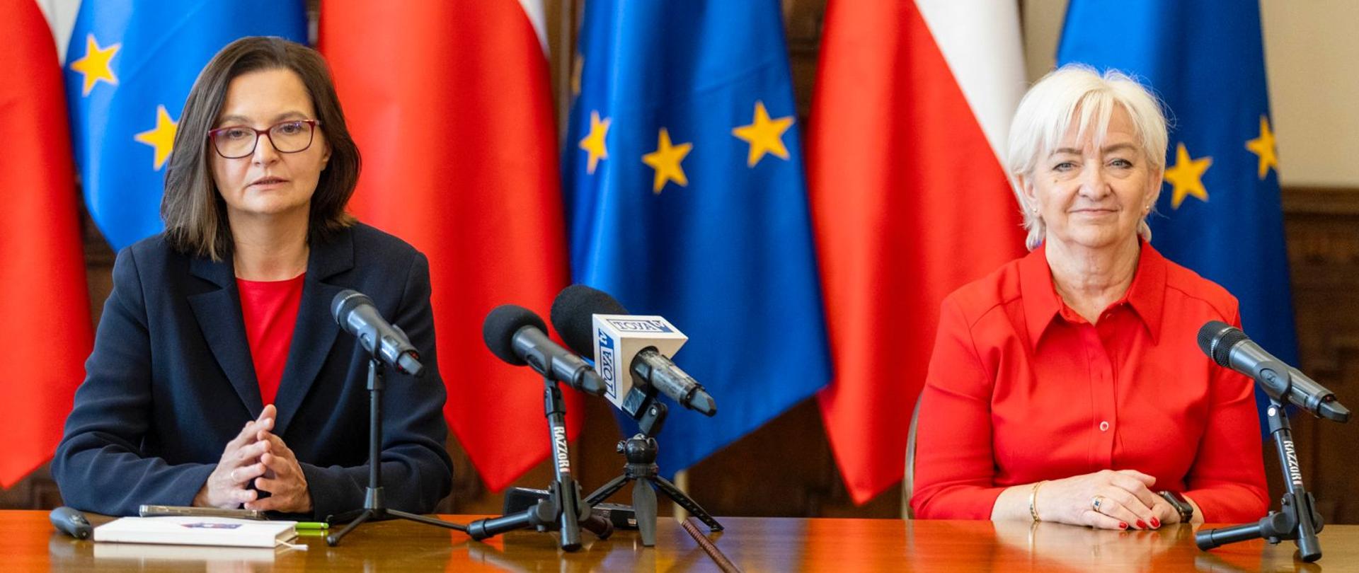 wiceministra klimatu i środowiska - Anita Sowińska oraz wojewoda łódzki Dorota Ryl podczas konferencji 