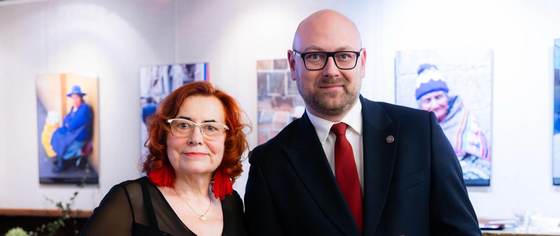 Elżbieta Róża Jankowska - honorowa przewodnicząca Ligii Kobiet Polskich i dyrektor biura wojewody Tobiasz Puchalski 
