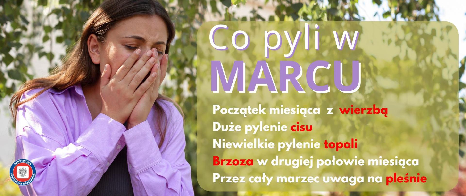 Kobieta w fioletowej koszuli zakrywa dłońmi usta i nos