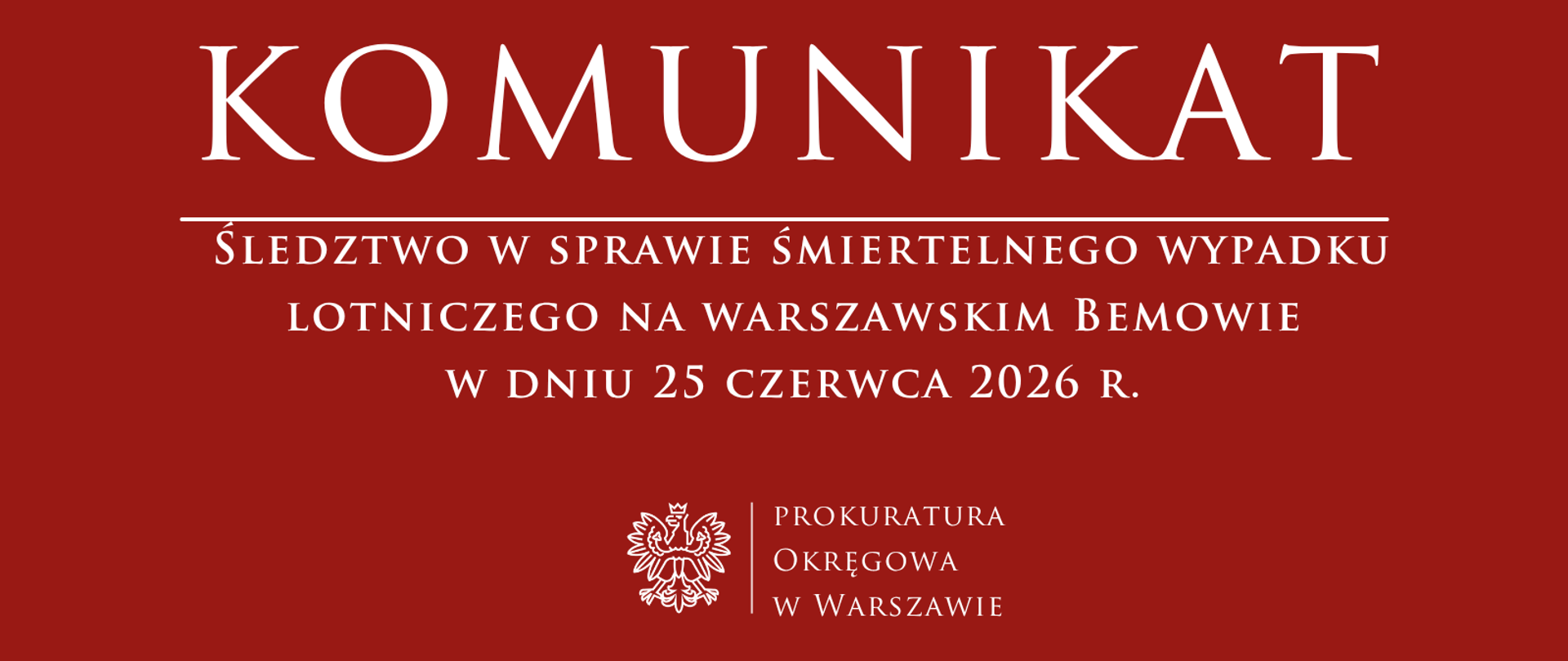 Komunikaty - Wypadek lotniczy 