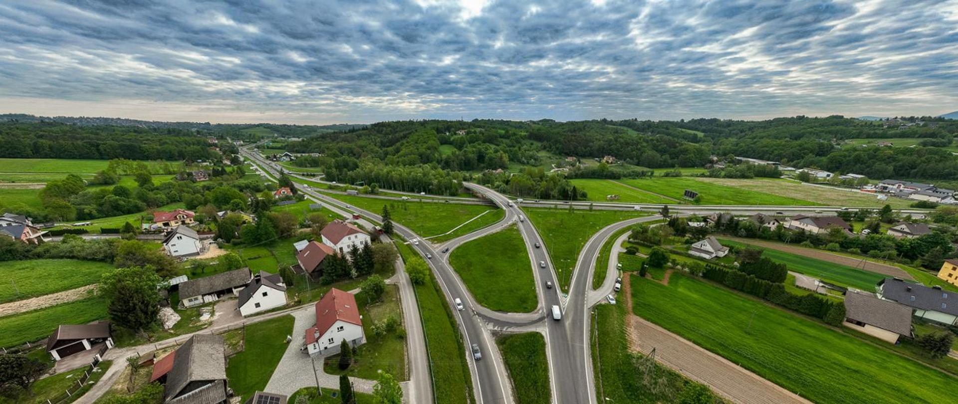 DK7 Kraków - Myślenice, skrzyżowanie z DK52 w Głogoczowie