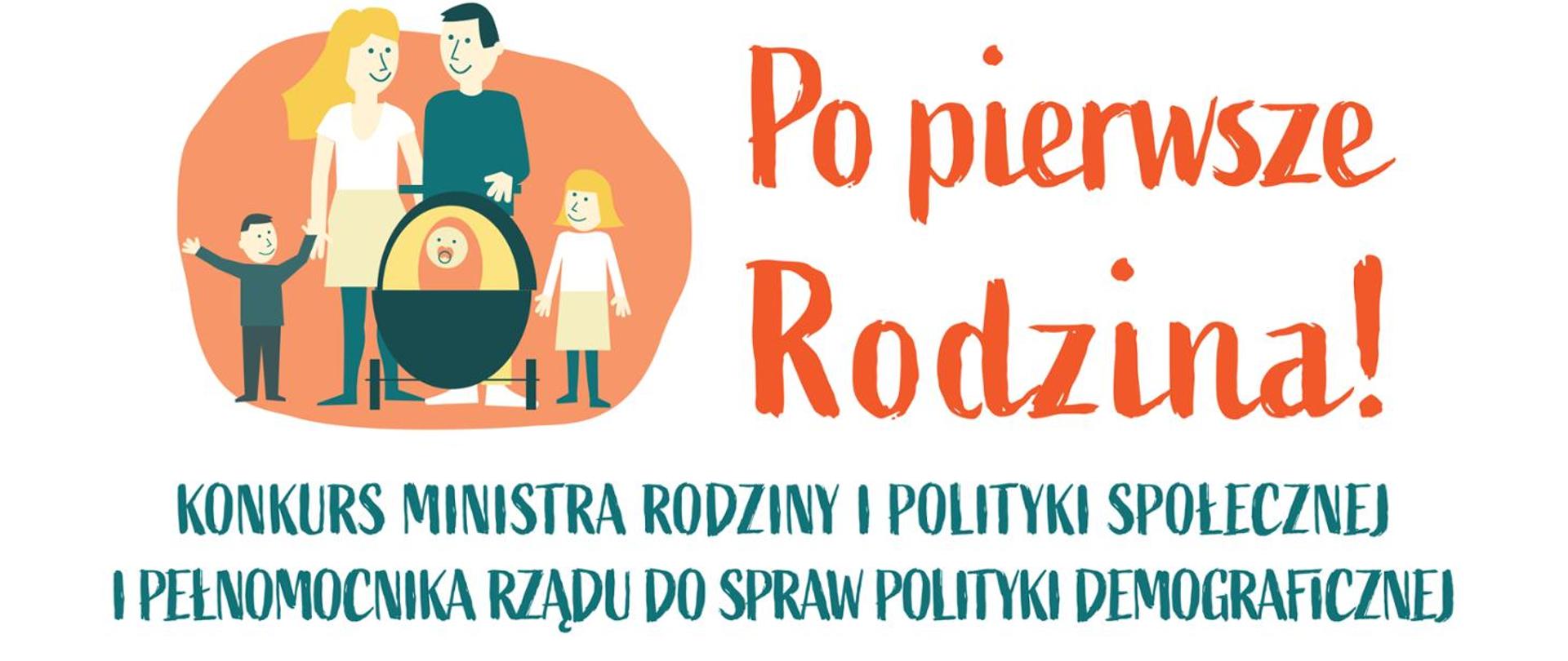 Na zdjęciu znajduje się narysowana rodzina: rodzice i trójka dzieci