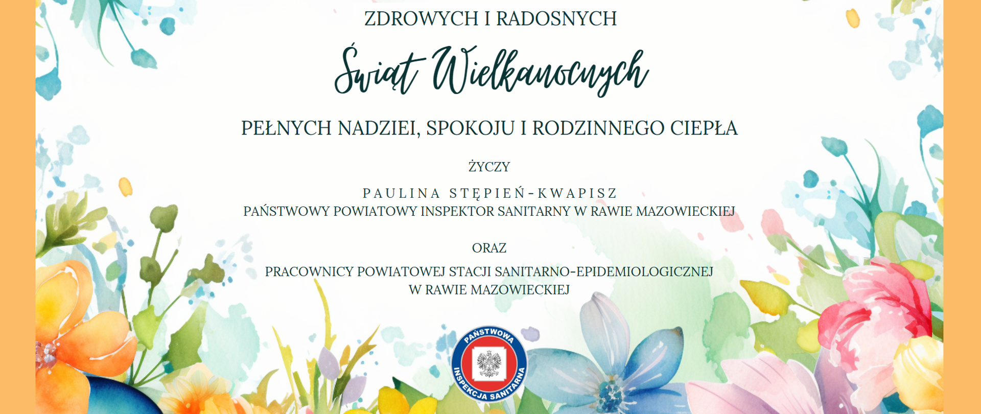Życzenia Wielkanocne od pracowników Powiatowej Stacji Sanitarno-Epidemiologicznej w Rawie Mazowieckiej