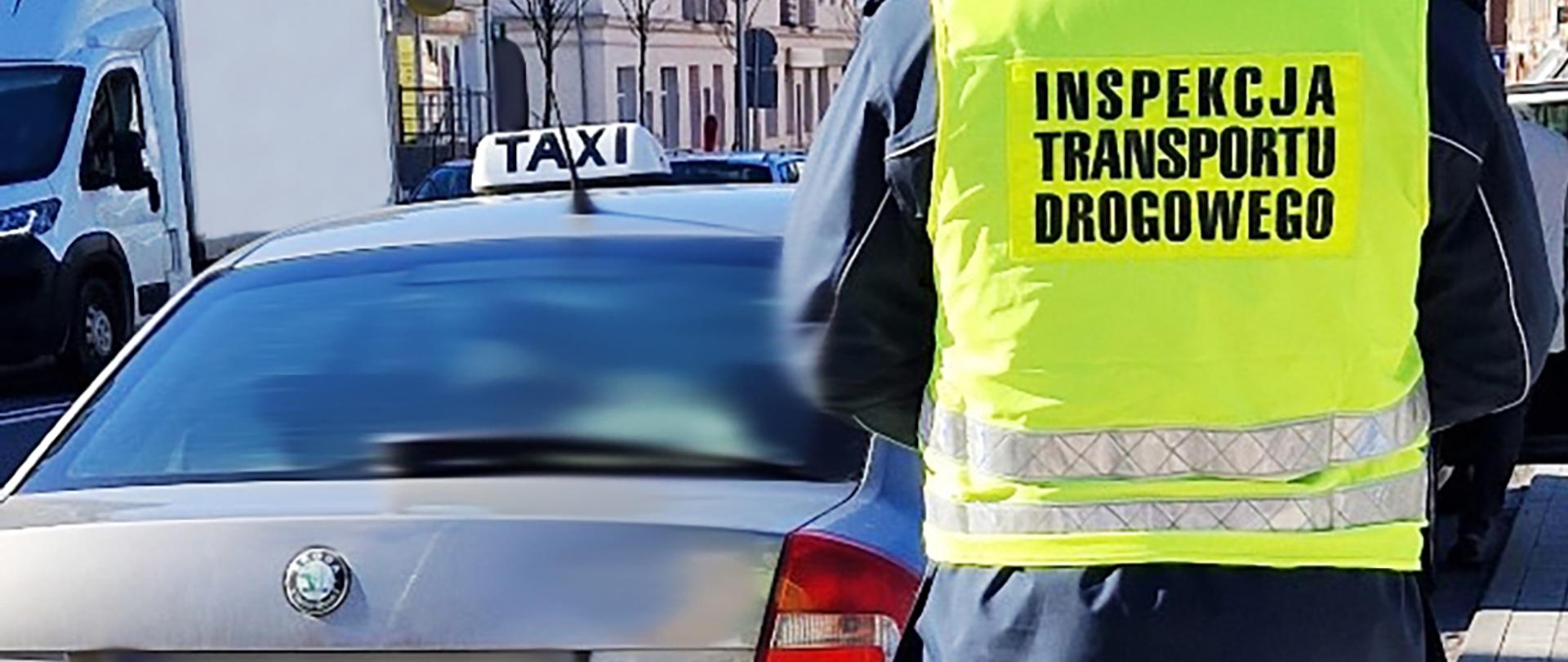 Taksówka skontrolowana przez lubuski patrol, składający się z inspektora ITD i funkcjonariusza Policji
