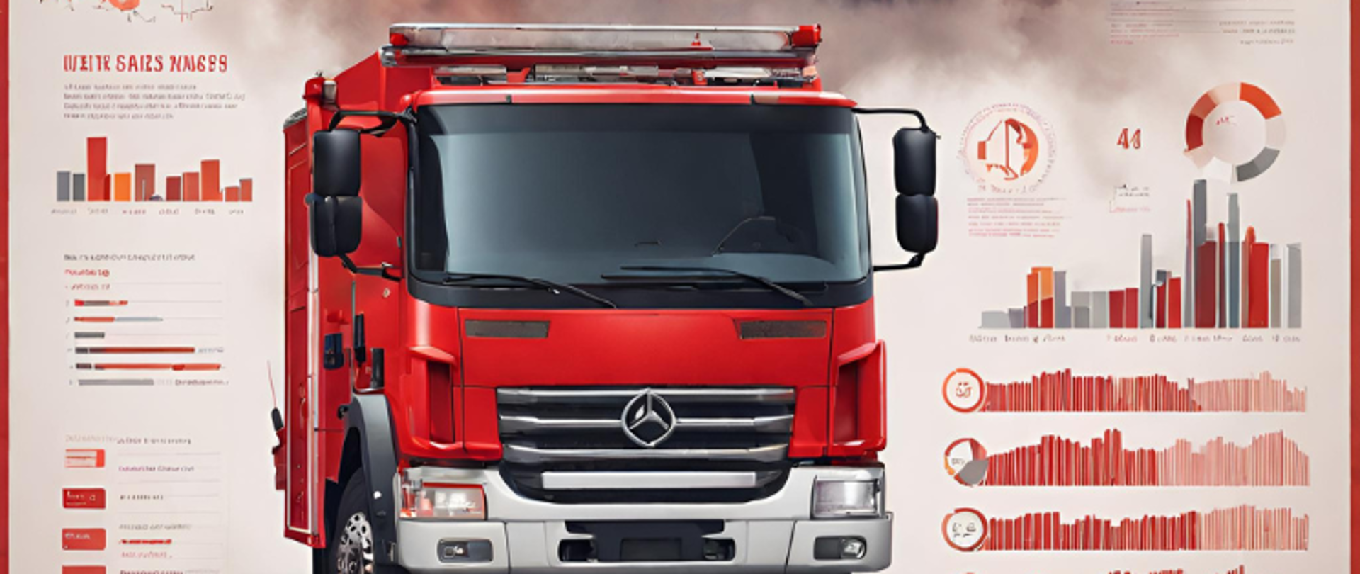 samochód strażacki na tle wykresów.