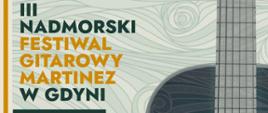 Na jasnozielonym tle po prawej stronie grafika gitary, po lewej stronie informacje o Festiwalu, na dole strony logotypy organizatorów.