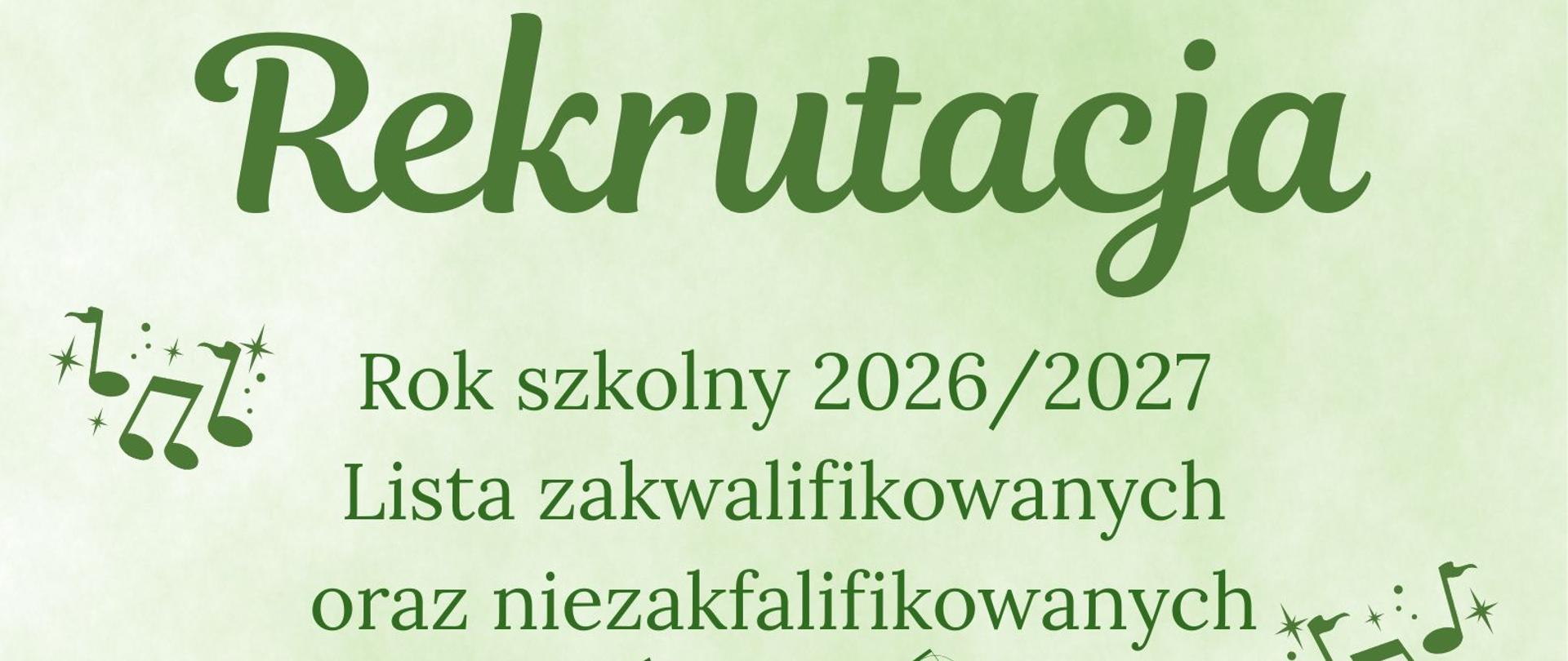 zielone litery i nuty na miętowym tle 