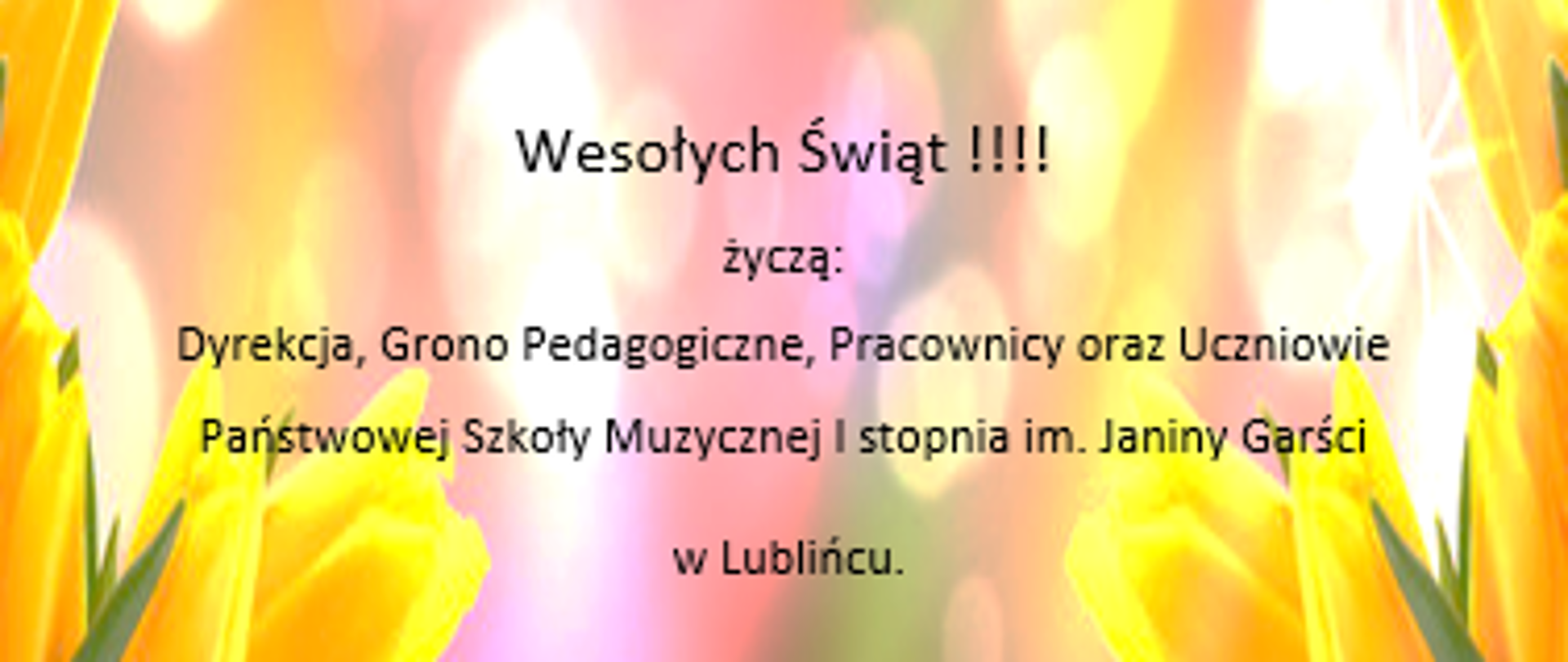 Życzenia wielkanocne na wiosennym kolorowym tle.