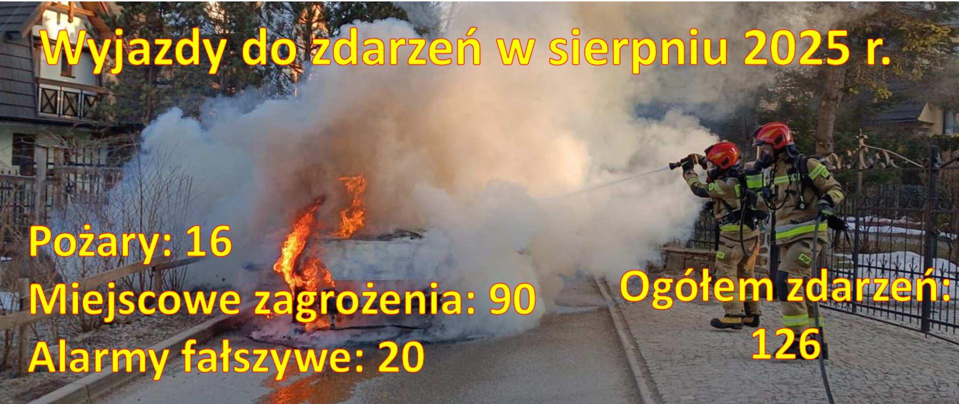 Zdjęcie przedstawia strażaków gaszących pożar