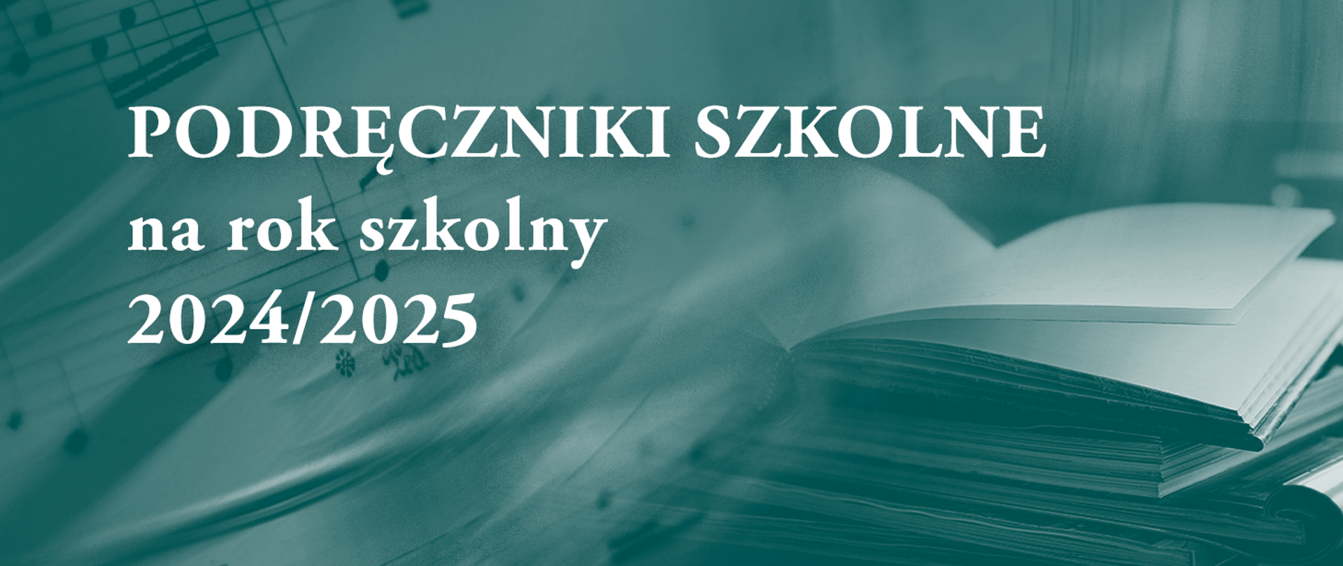 na niebieskim tle białymi literami napis podręczniki szkolne 2024-2025