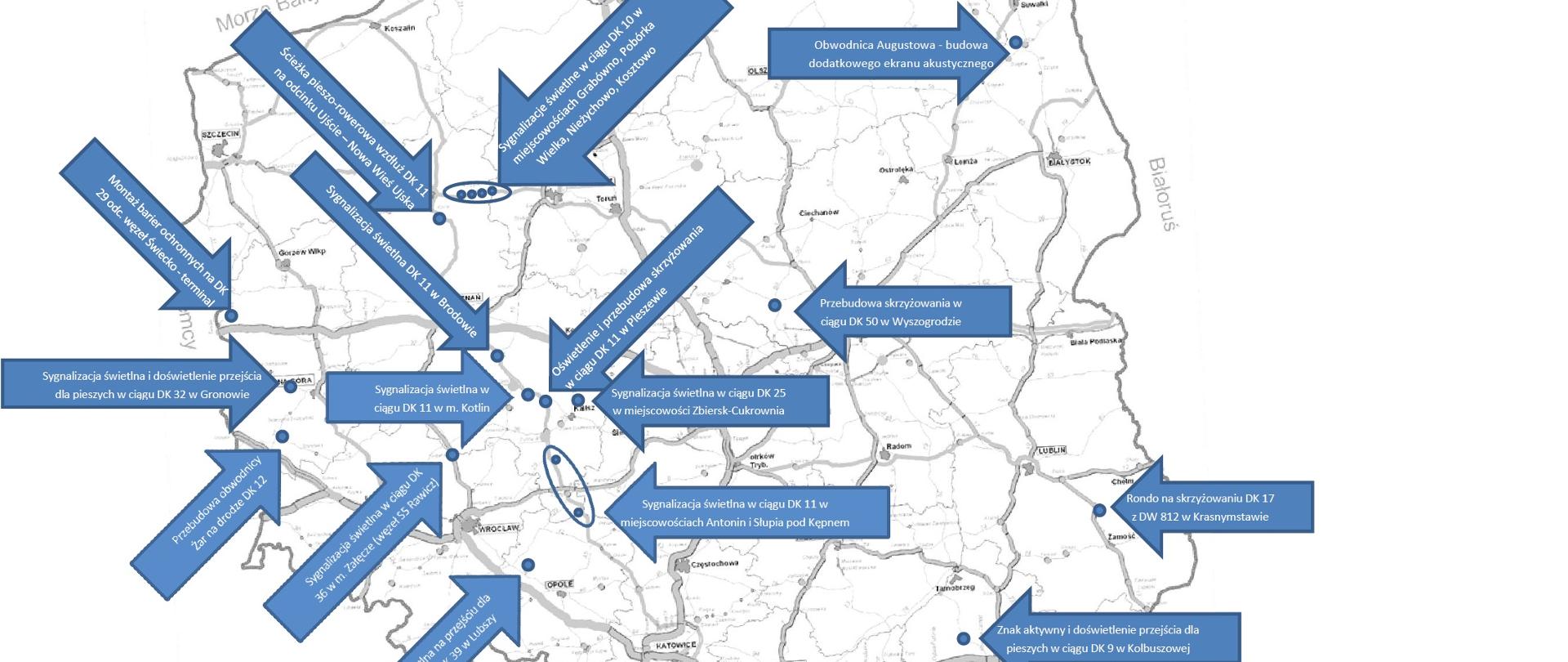 Minister Infrastruktury zatwierdził do realizacji 16 programów inwestycji dla zadań drogowych o wartości niemal 40 mln zł - mapa