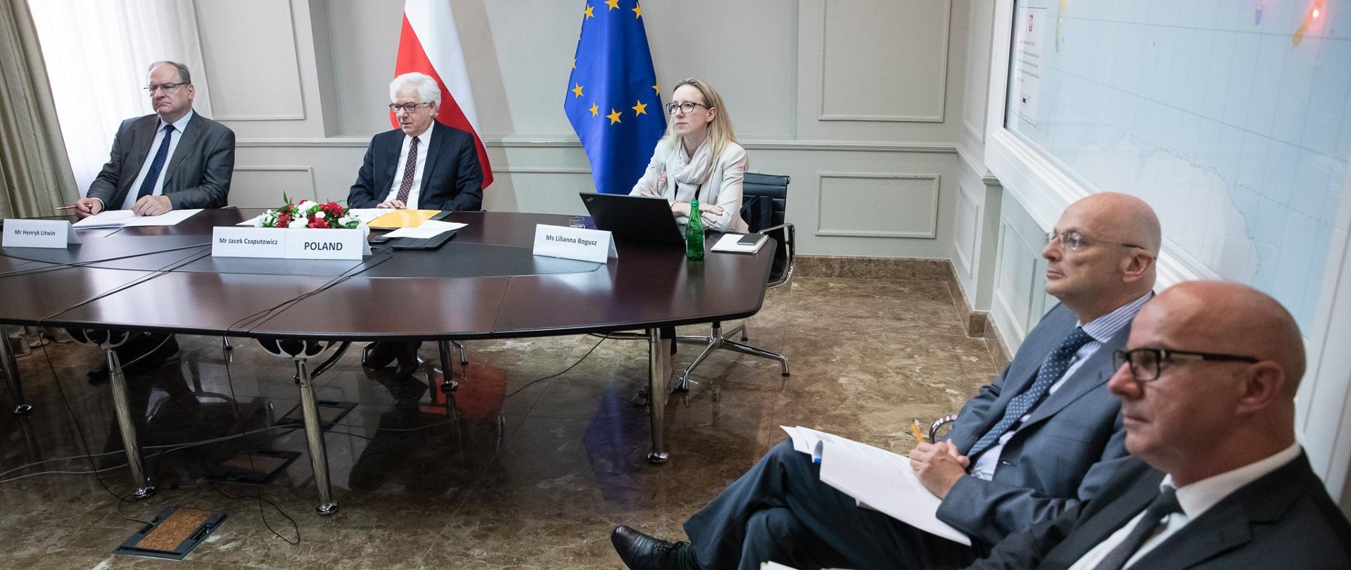 2020.06.30 Warszawa . Minister Jacek Czaputowicz . Wideokonferencja Trojmorze . Three Seas Initiative .Fot. Tymon Markowski / MSZ