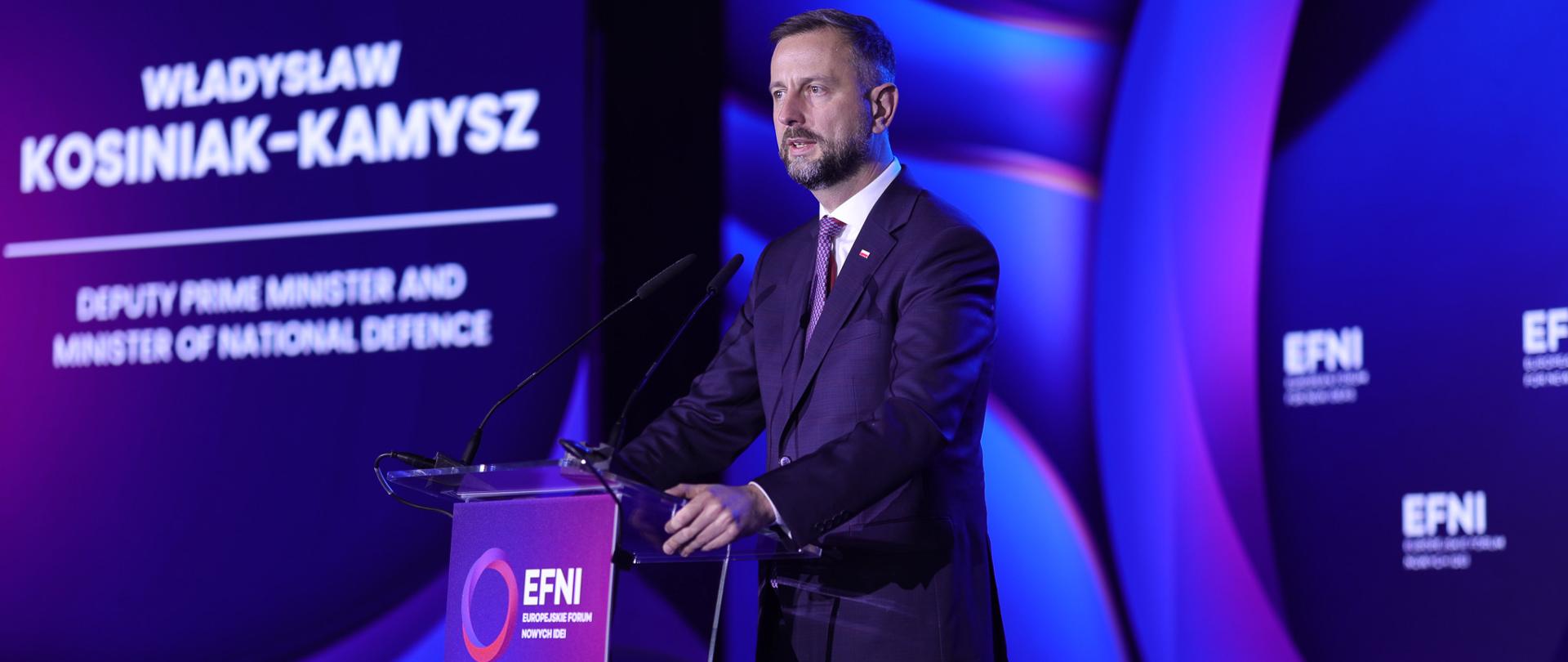 16 października 2026 r. w Sopocie, Władysław Kosiniak-Kamysz wicepremier, minister obrony narodowej wygłosił wystąpienie wprowadzające do panelu "Bezpieczeństwo MADE IN EUROPE - czy jesteśmy gotowi na samowystarczalność?" w trakcie Europejskiego Forum Nowych Idei. Fot. Krzysztof Niedziela/MON