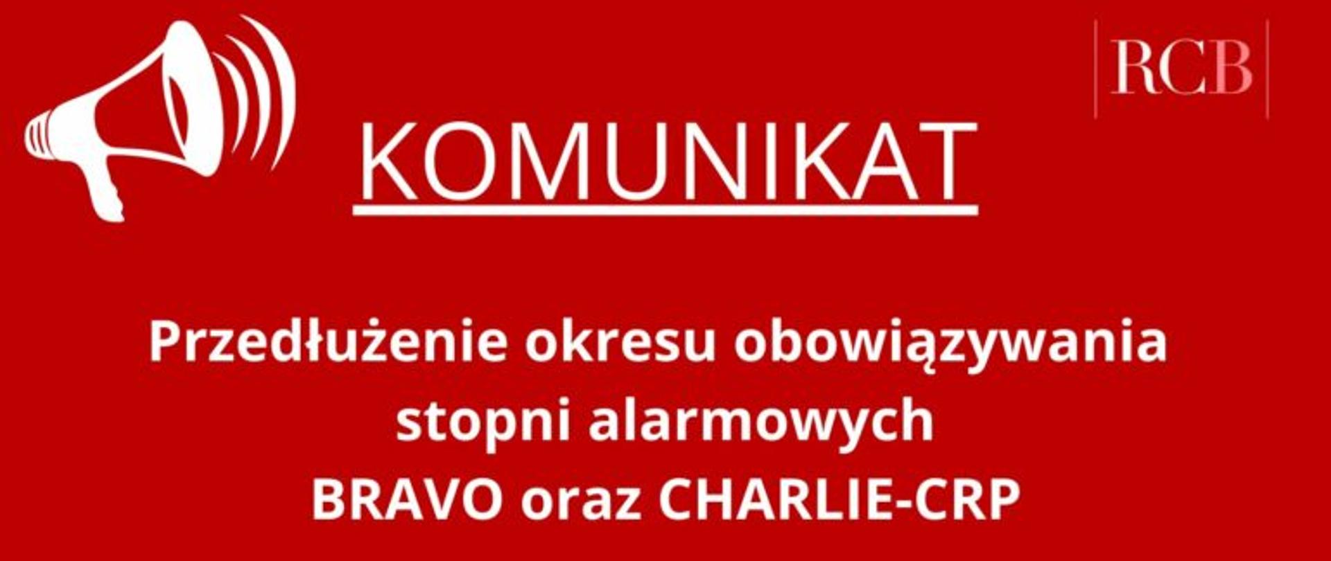  Przedłużenie stopni alarmowych BRAVO oraz CHARLIE-CRP