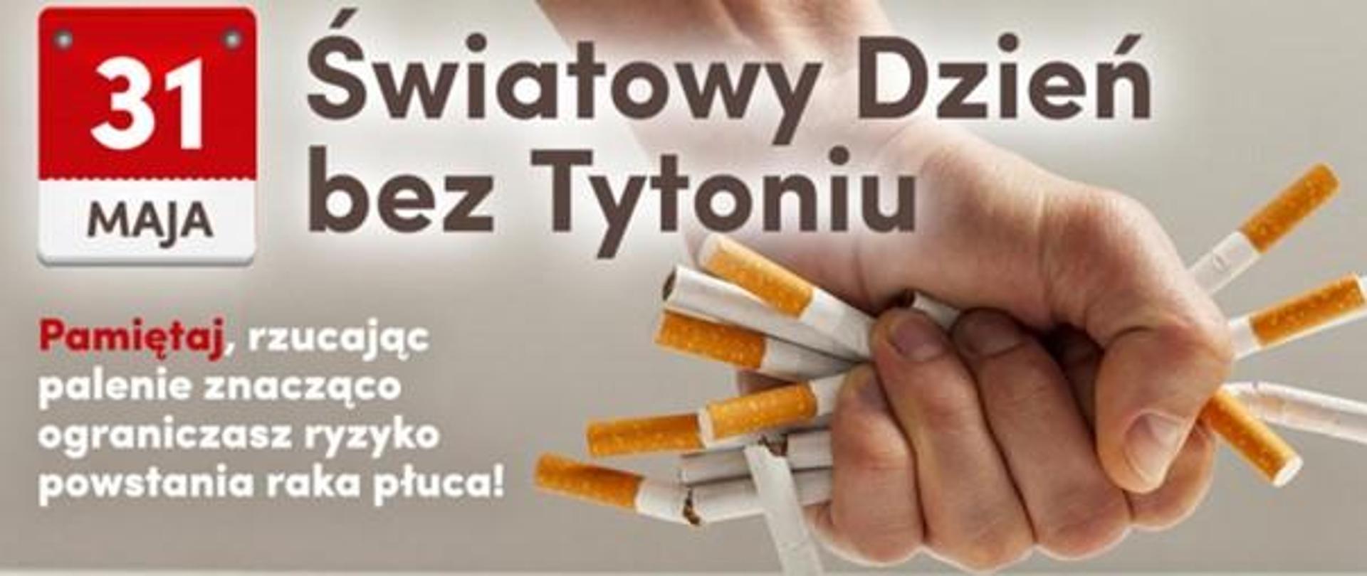 napis Światowy dzień bez tytoniu