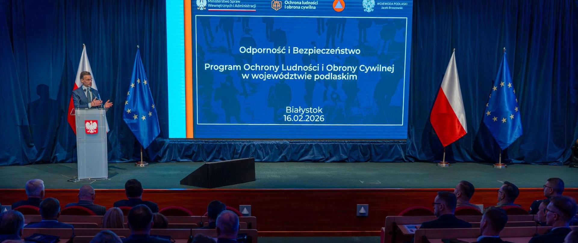 Konferencja edukacyjna "Odporność i bezpieczeństwo - Program Ochrony Ludności i Obrony Cywilnej w województwie podlaskim"