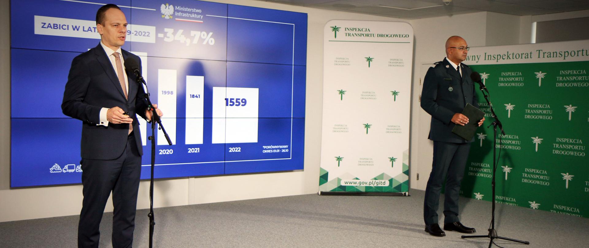 Wiceminister infrastruktury Rafał Weber oraz Główny Inspektor Transportu Drogowego Alvin Gajadhur