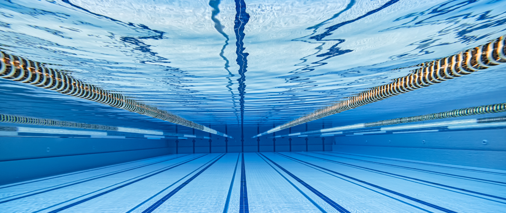 Zdjęcie podwodne basenu wypełnionego wodą z wyznaczonymi torami