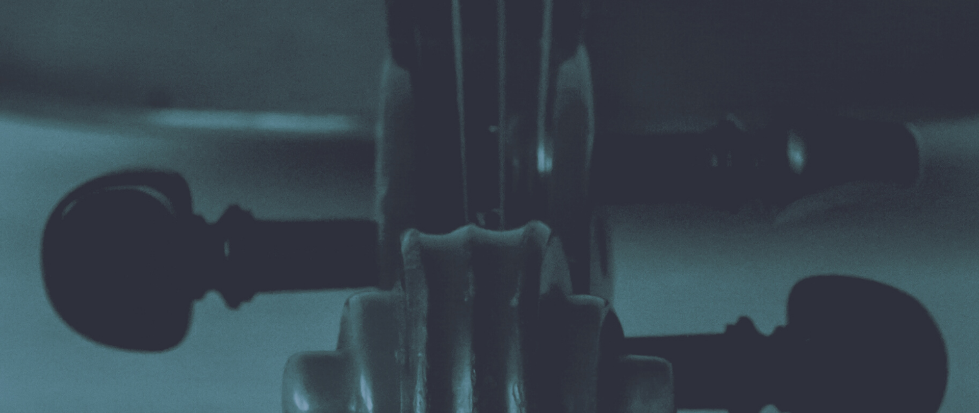 Plakat ma granatowe tło. Widoczne są na nim ciemne leżące skrzypce. Na tym umieszczone zostały informacje dotyczące wydarzenia.