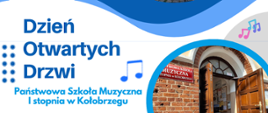 Plakat zapraszający na Dzień Otwartych Drzwi 2026 w PSM I st. w Kołobrzegu