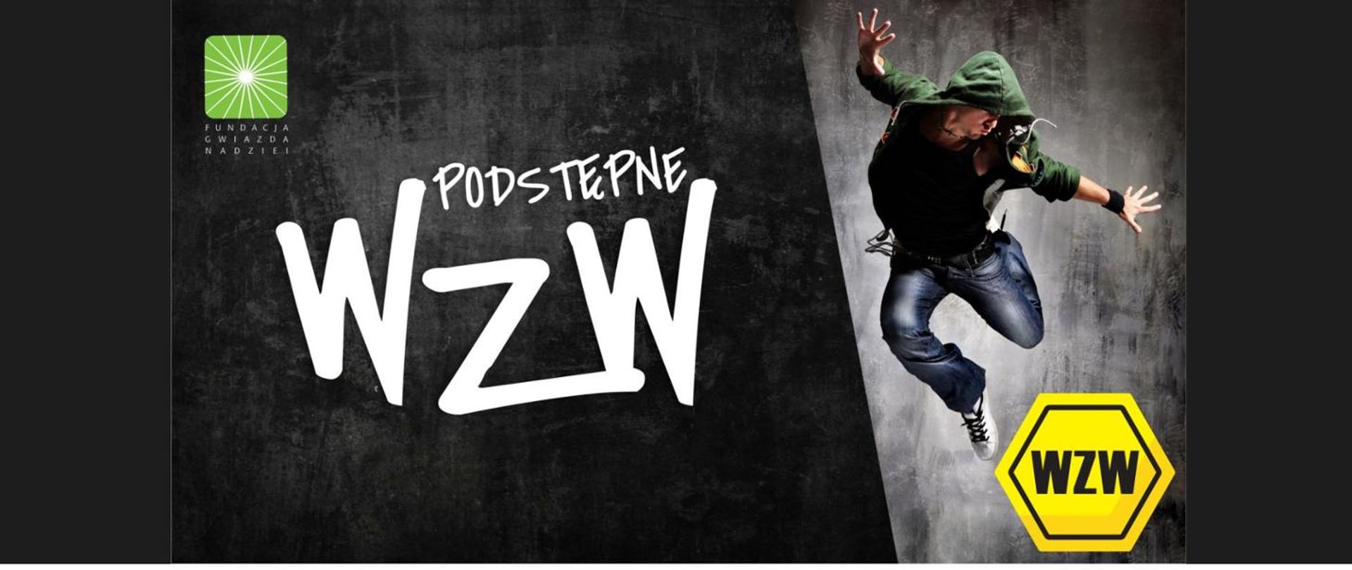 Na plakacie znajduje się mężczyzna podskakujący w kapturze. 