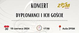 Koncert dyplomantów w dniu 18 czerwca 2024 r. godz. 17.00. Na zdjęciu flecista, skrzypaczka i klawiatura. 
