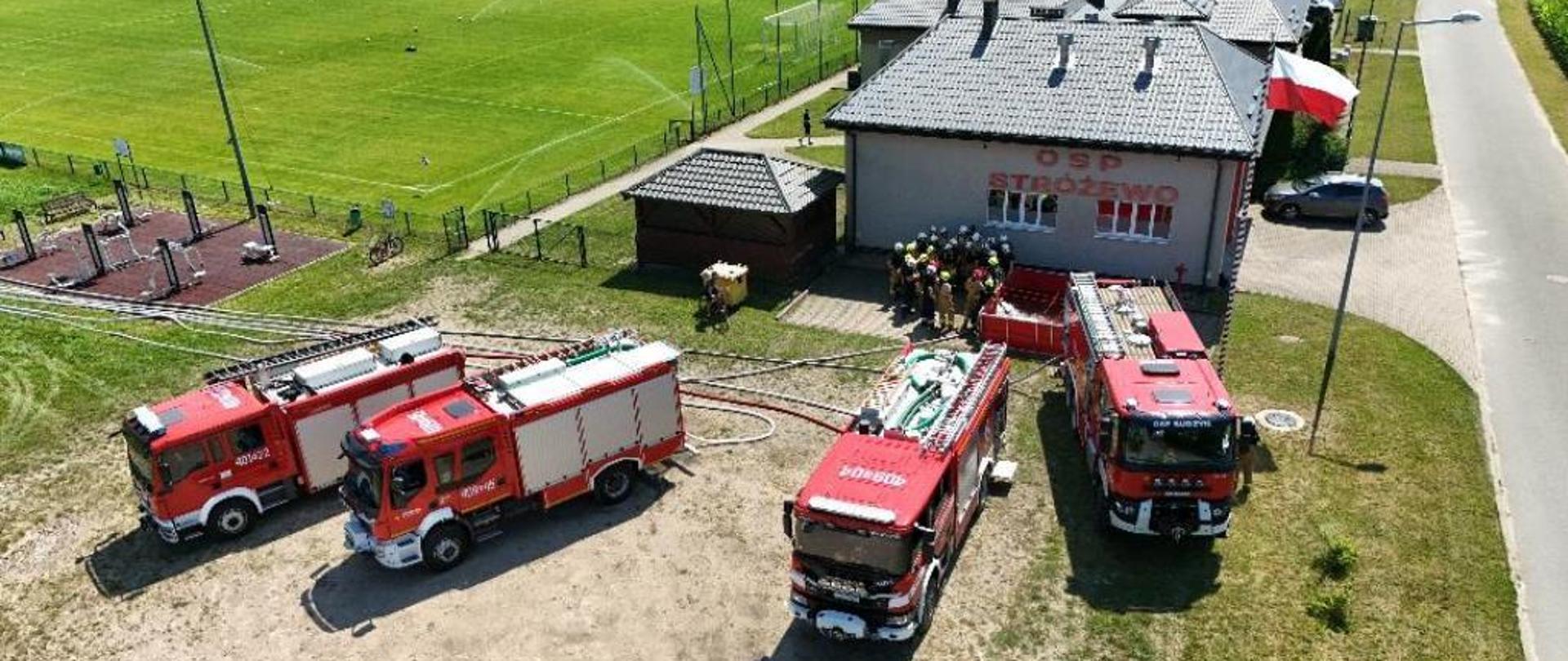  część praktyczna na placu przy remizie OSP Stróżewo. widok z góry