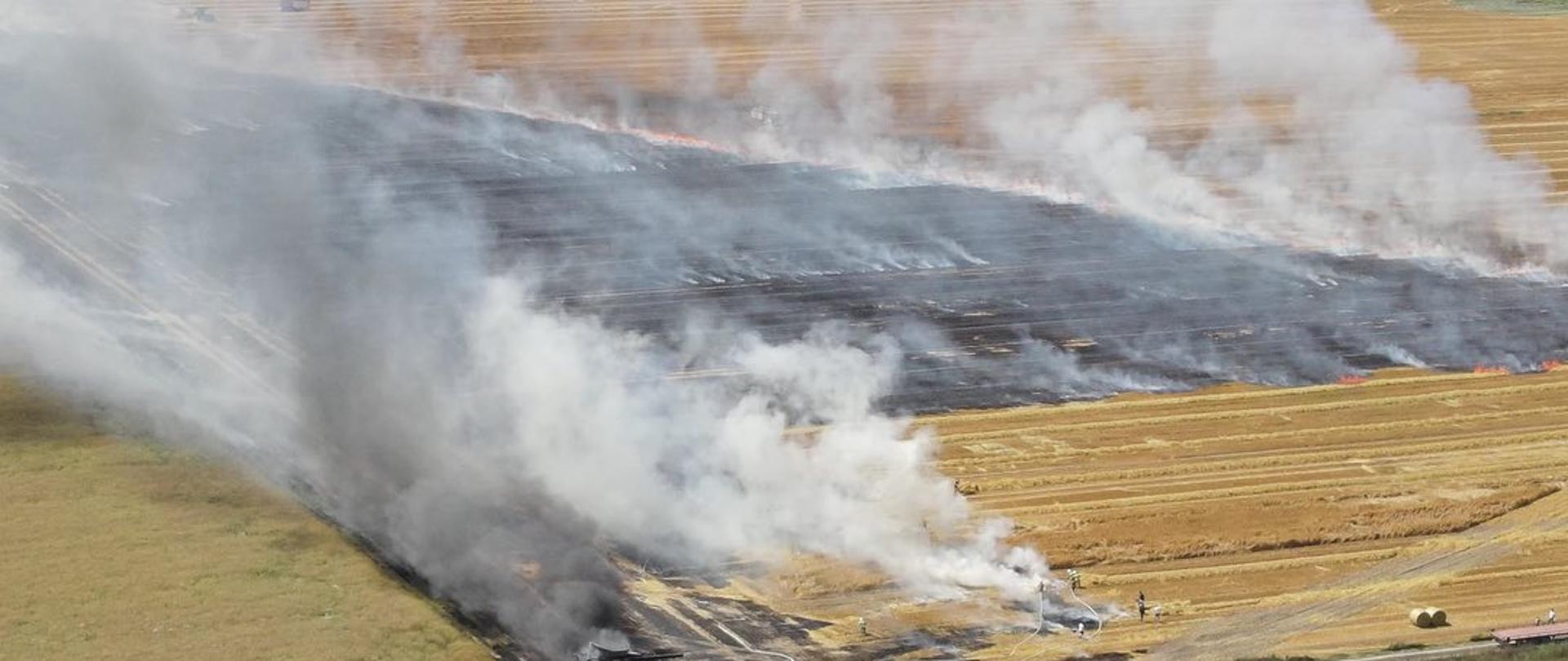 Pożar kombajnu i ścierniska w miejscowości Trębaczów.