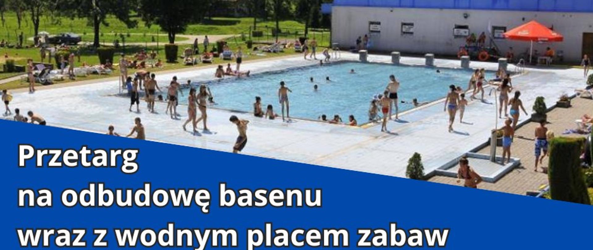 wizualizacja basenu w Kłodzku informująca o rozpoczętym przetargu na popowodziowy remont 