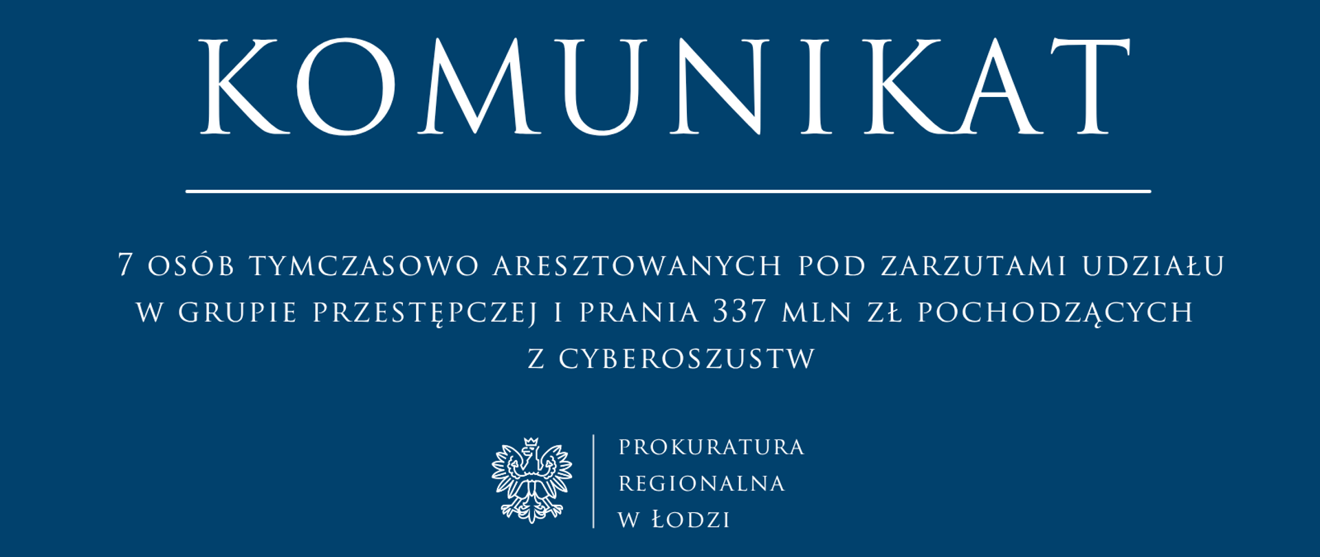 Komunikat Prokuratury Regionalnej w Łodzi 2026-10-19