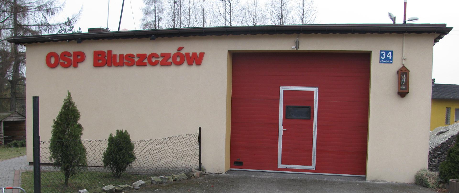 Zdjęcie prezentuje budynek jednostki OSP Bluszczów