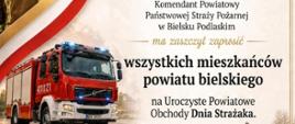 Zaproszenie - Powiatowe Obchody Dnia Strażaka w Bielsku Podlaskim