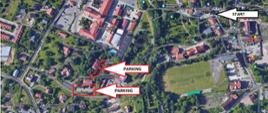 Mapa z zaznaczonymi parkingami dla zawodników