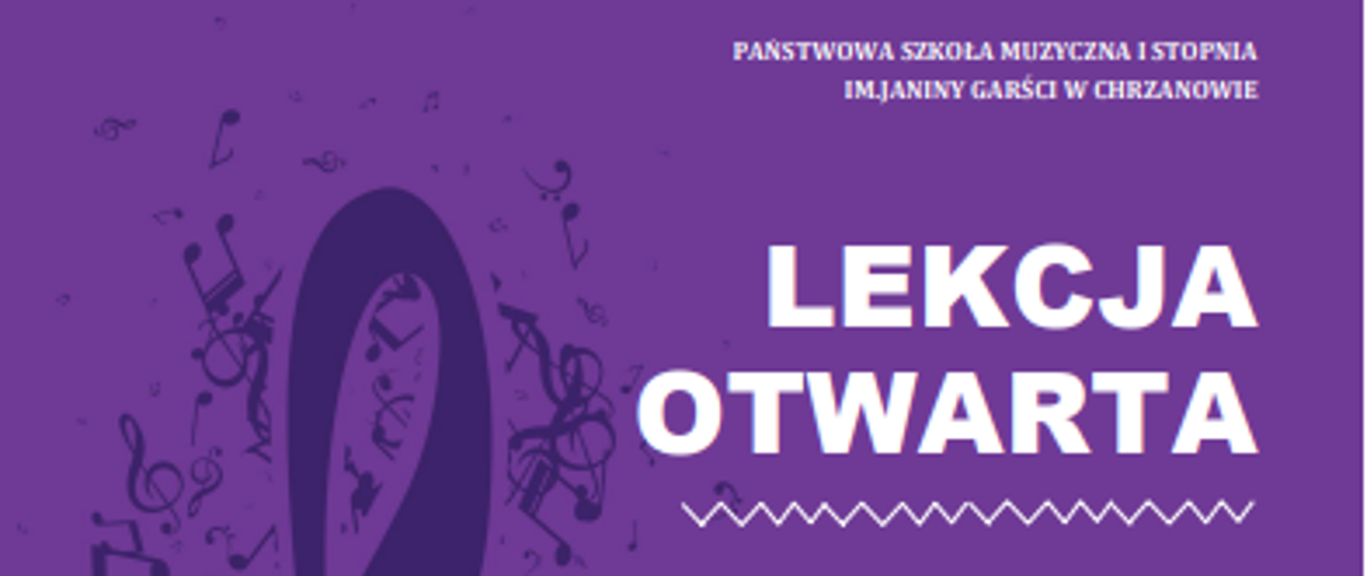 Plakat na fioletowym tle.
Na plakacie informacje dotyczące wydarzenia.