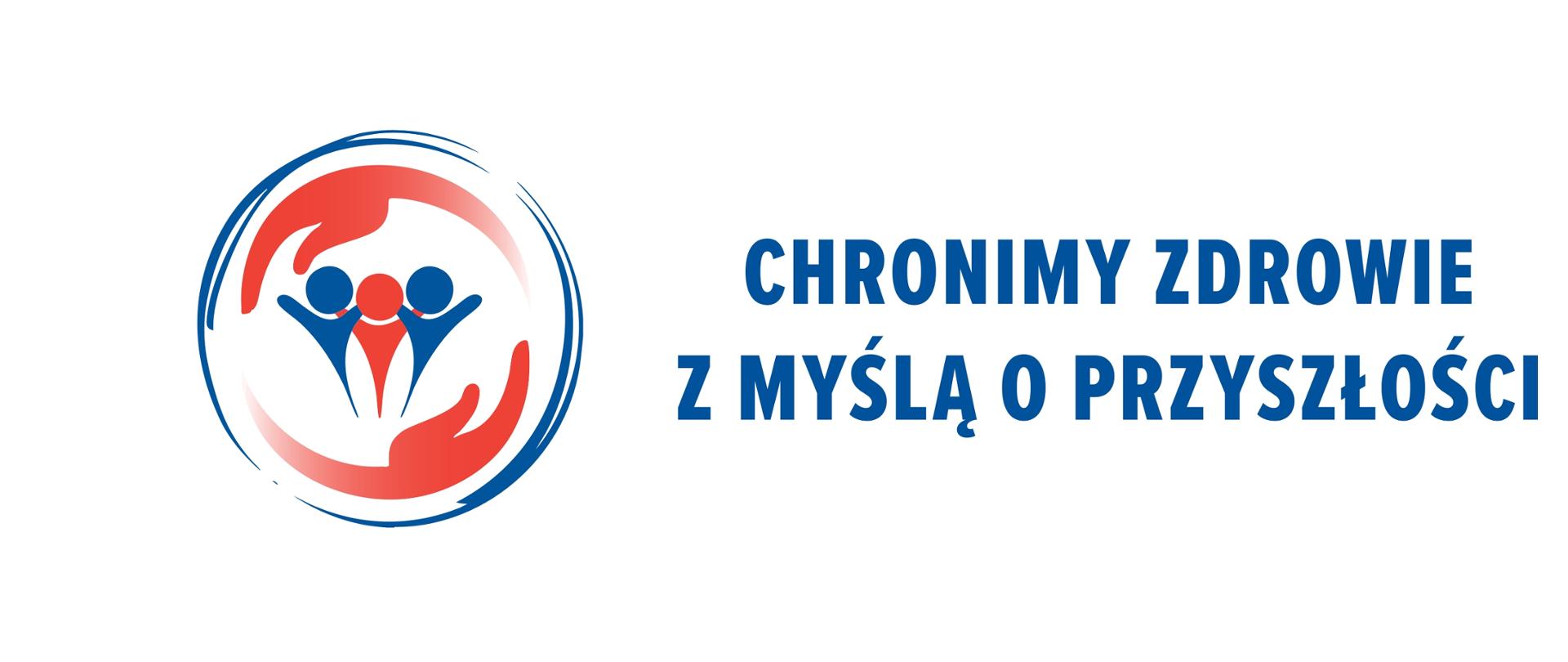 Grafika przedstawia logo Państwowej inspekcji sanitarnej, niebieski napis na białym tle: "chrońmy zdrowie z myślą o przyszłości"