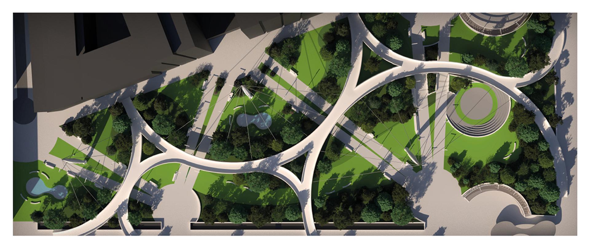 wizualizacja architektoniczna park widziany z góry