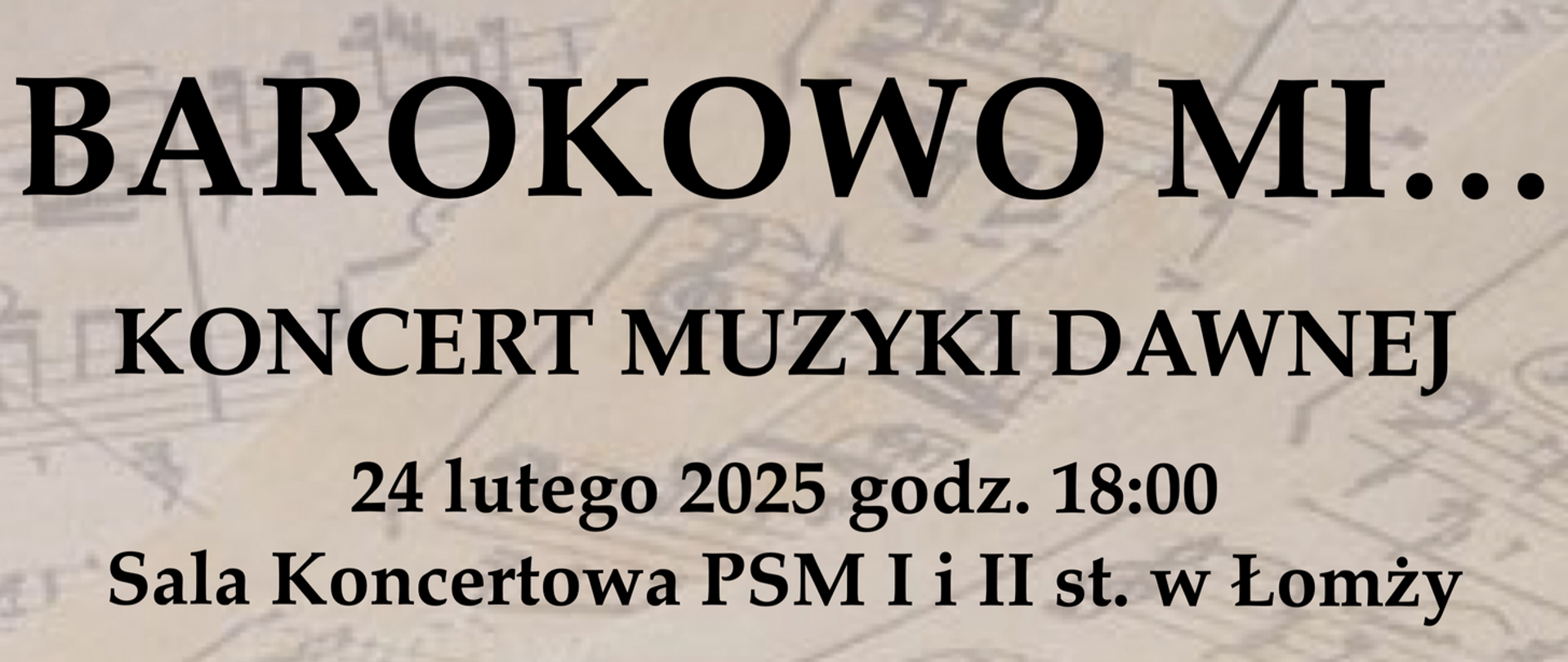 baner: na beżowym tle informacje o koncercie
