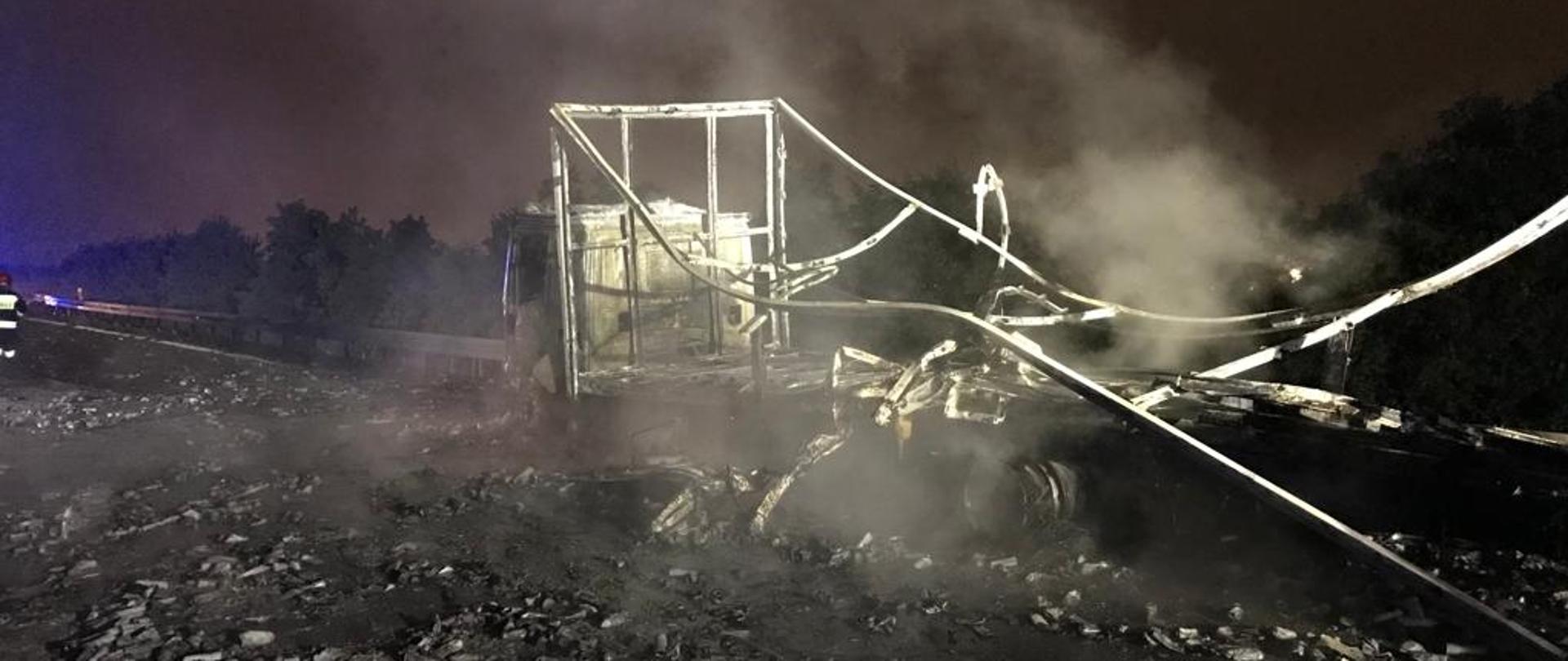 Pożar ciężarówki na A4