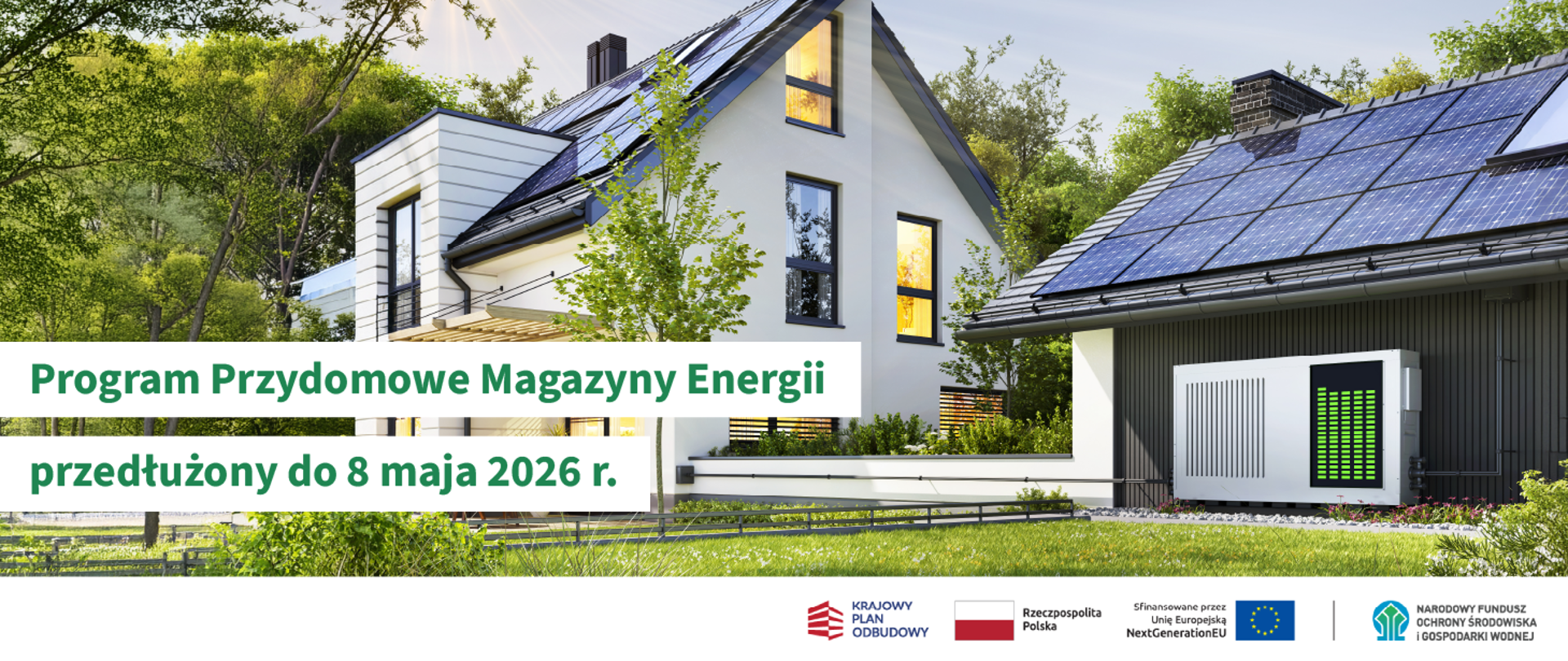 Grafika ilustracyjna. W stopce grafiki ciąg logotypów: flaga Rzeczypospolita Polska, flaga UE Dofinansowane przez UE, Krajowy Plan Odbudowy, NFOŚiGW