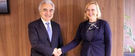 Minister Anna Moskwa i i Fatih Birol, dyrektor wykonawczy MAE