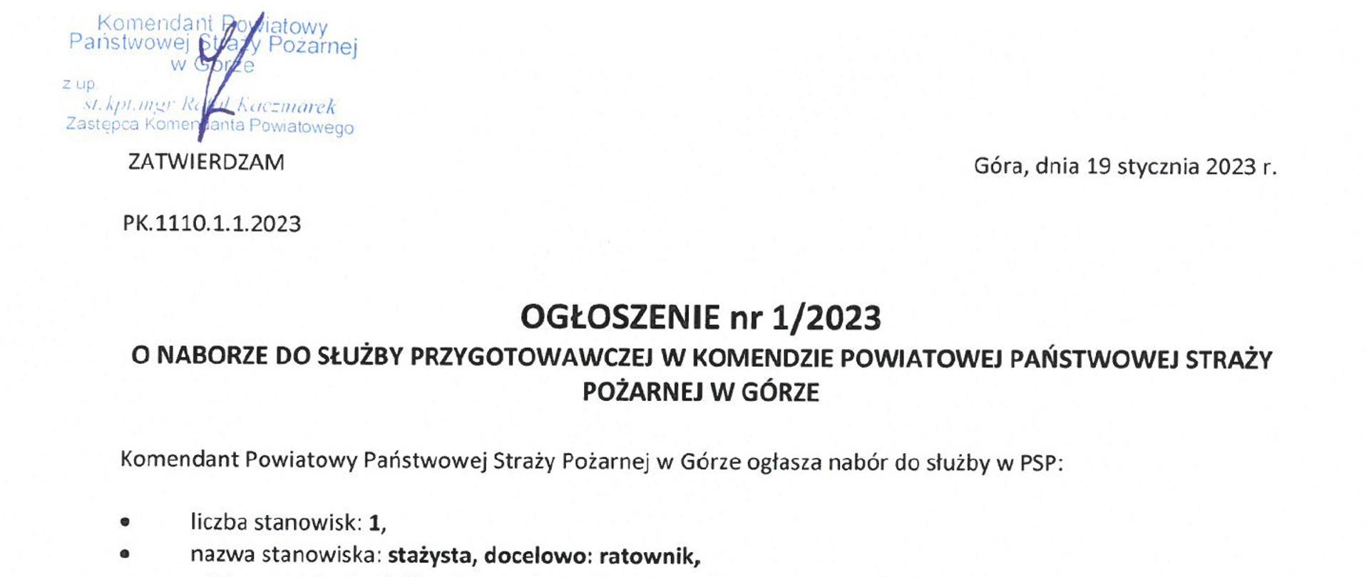 Nabór do służby 1/2023