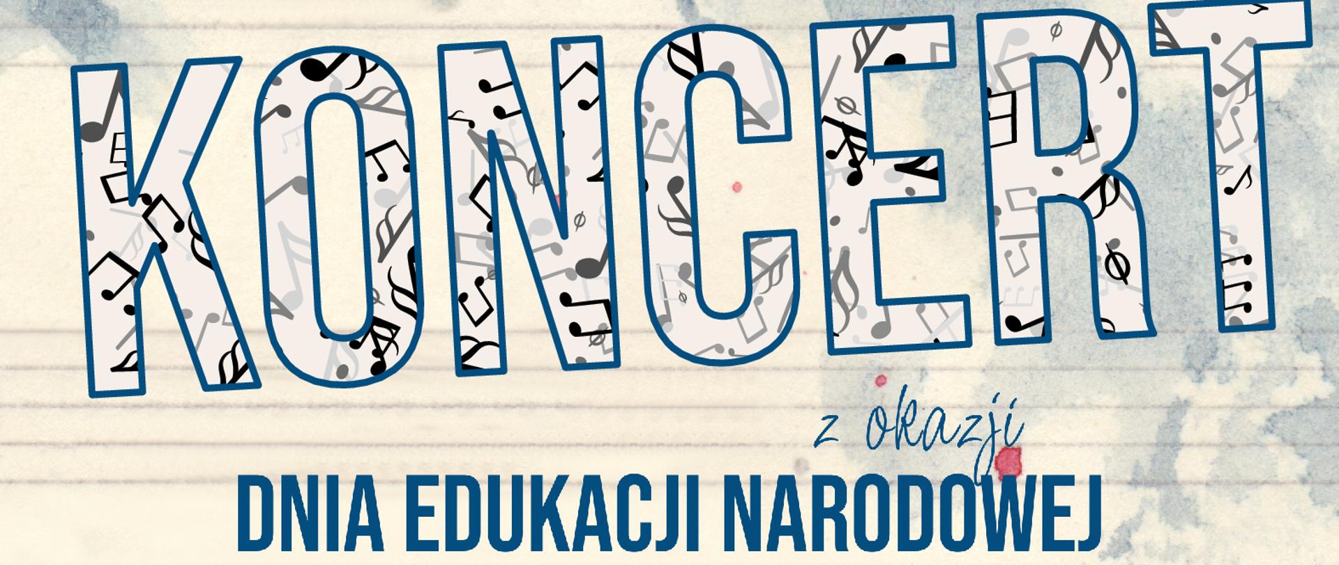 Plakat na szarobeżowym tle, od góry logo PSM Krzeszowice, napis Państwowa Szkoła Muzyczna im. Z. Noskowskiego w Krzeszowicach serdecznie zaprasza na, niżej na środku duży napis KONCERT, i dalej z okazji DNIA EDUKACJI NARODOWEJ., podczas koncertu odbędzie się ŚLUBOWANIE PIERWSZOKLASISTÓW, a na dole 12 października 2023 16:00 AULA PSM KRZESZOWICE