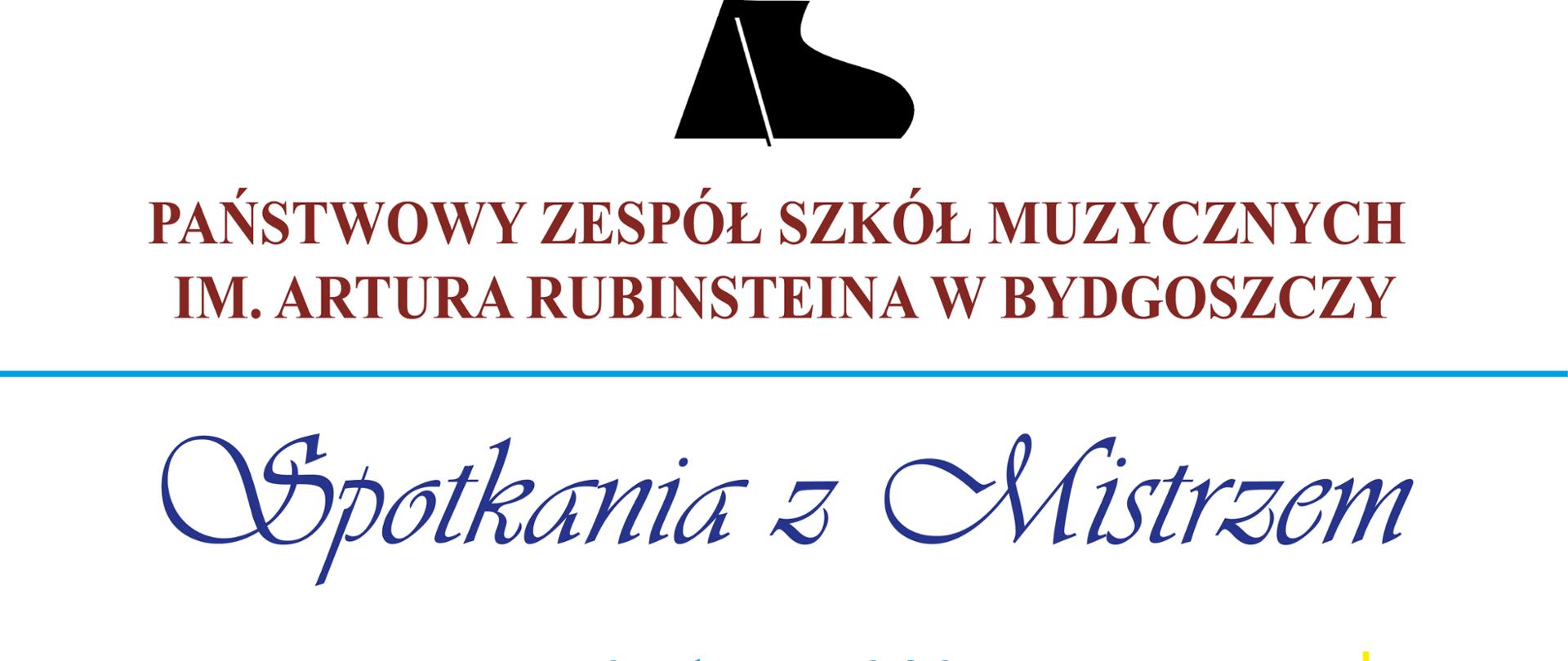 Informacja o kursach mistrzowskich dedykowanych nauczycielom i uczniom PZSM w Bydgoszczy kolorowe napisy na białym tle plakatu