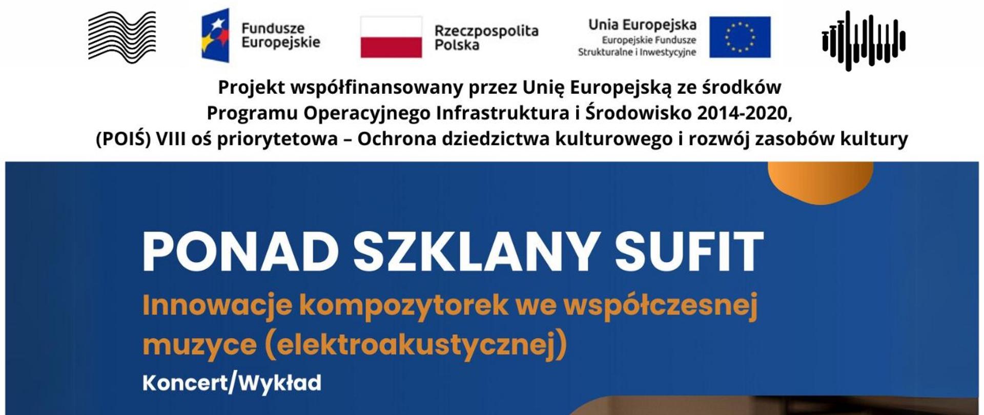 Plakat informacyjny dotyczący Koncertu "Ponad szklany sufit"odbywającego się w dniu 16.04.2024 r. o godz. 18.00.