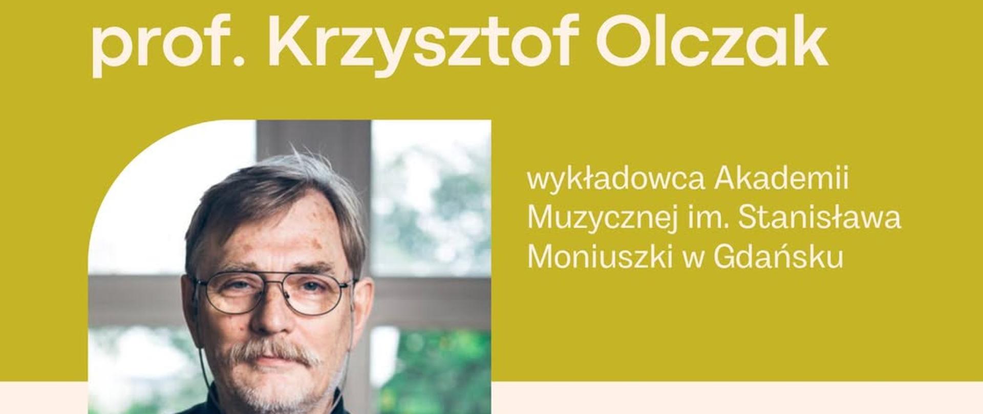 Plakat informujący o Warsztatach akordeonowych w PSM I stopnia im. Mieczysława Michalskiego w Lęborku. Wydarzenie poprowadzi prof. Krzysztof Olczak z Akademii Muzycznej w Gdańsku, którego portret z akordeonem widnieje po lewej stronie. Warsztaty odbędą się 5 marca 2026 roku w sali koncertowej. W programie przewidziano zajęcia indywidualne w godzinach 12:00–17:00 oraz koncert uczestników o godzinie 18:00. W dolnym rogu znajduje się logo szkoły.