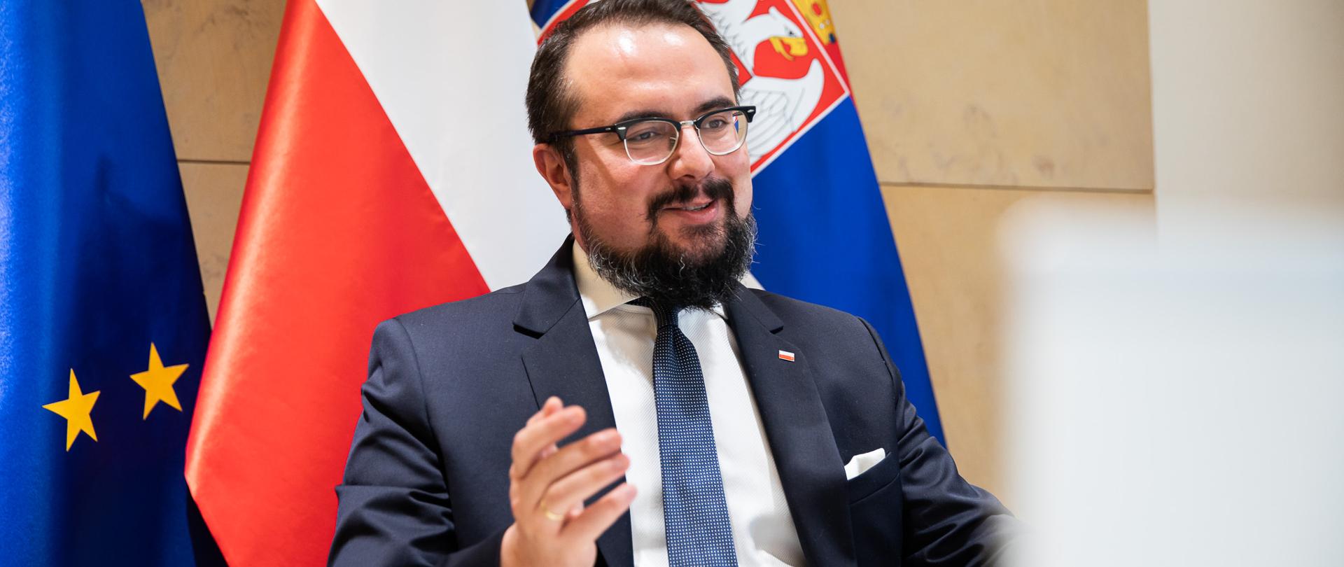 22.04.2021 Minister Paweł Jabłoński . VTC . Wiceminister MSZ Serbii fot. Gabriel Piętka / MSZ