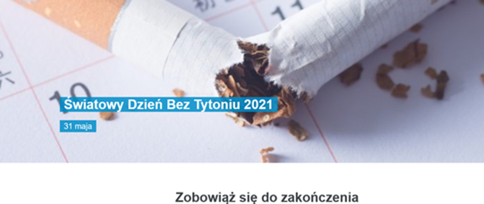 Przełamany papieros na kalendarzu