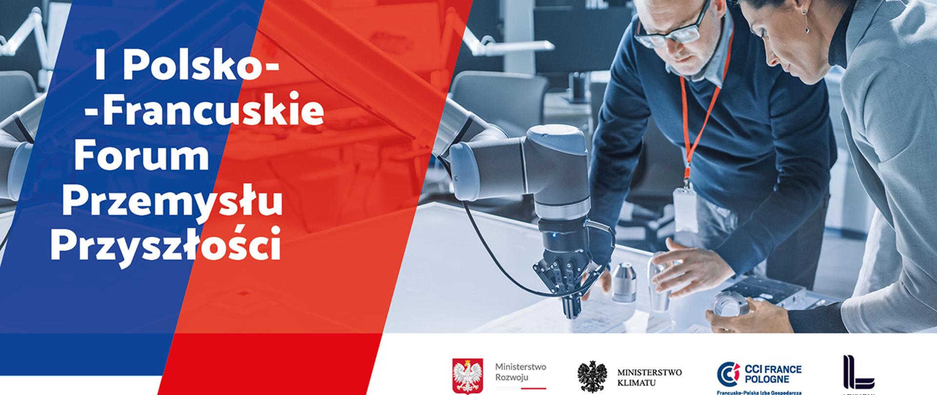 Grafika przedstawia dwie osoby, mężczyznę i kobietę, nad nowoczesnym sprzętem technicznym